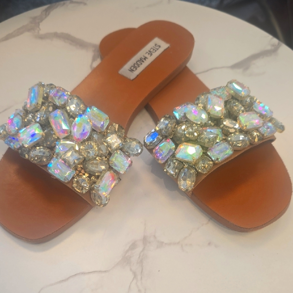 Steve Madden Women's Sandals with Crystal Embellishments - Brown